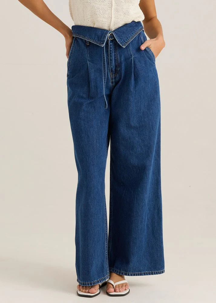 Alissa Foldover Jean - Royal Blue Wash - Image 2