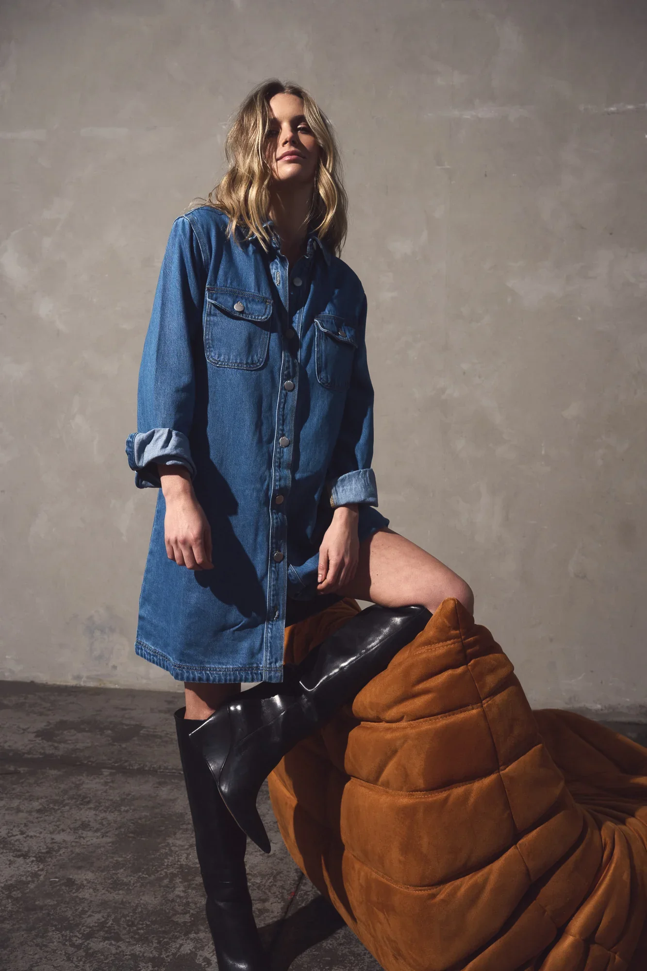 Aveline Denim Shirt Dress