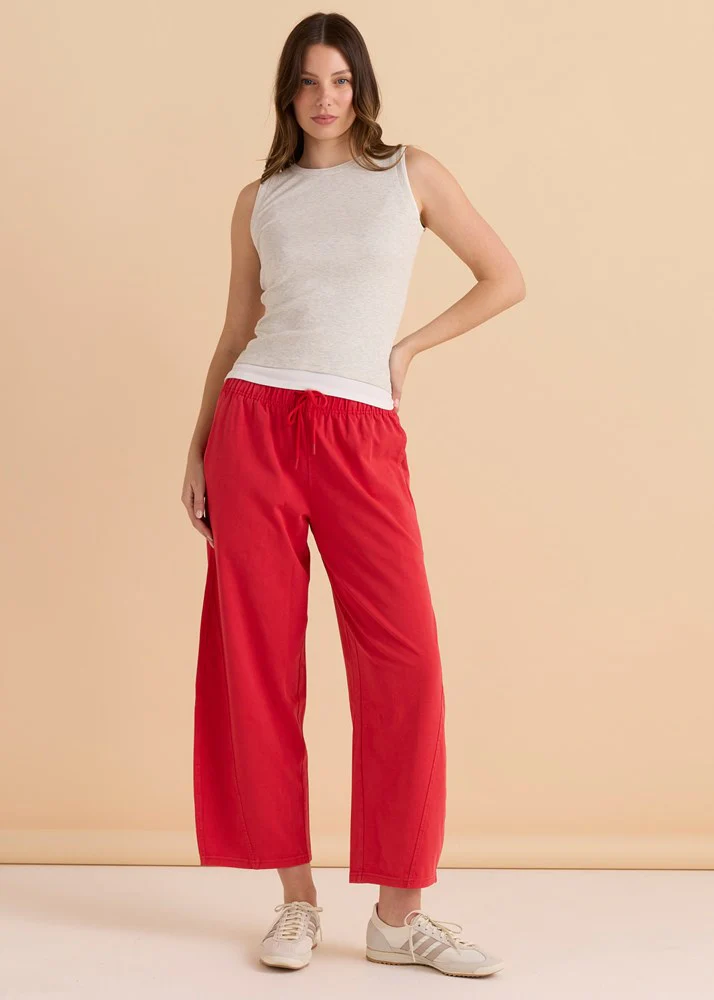 Barrel Leg Sweatpant - Red