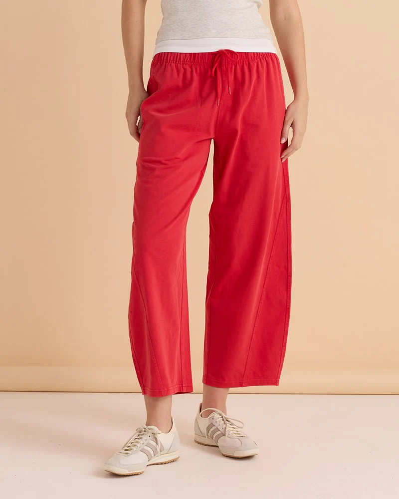 Barrel Leg Sweatpant - Red - Image 2
