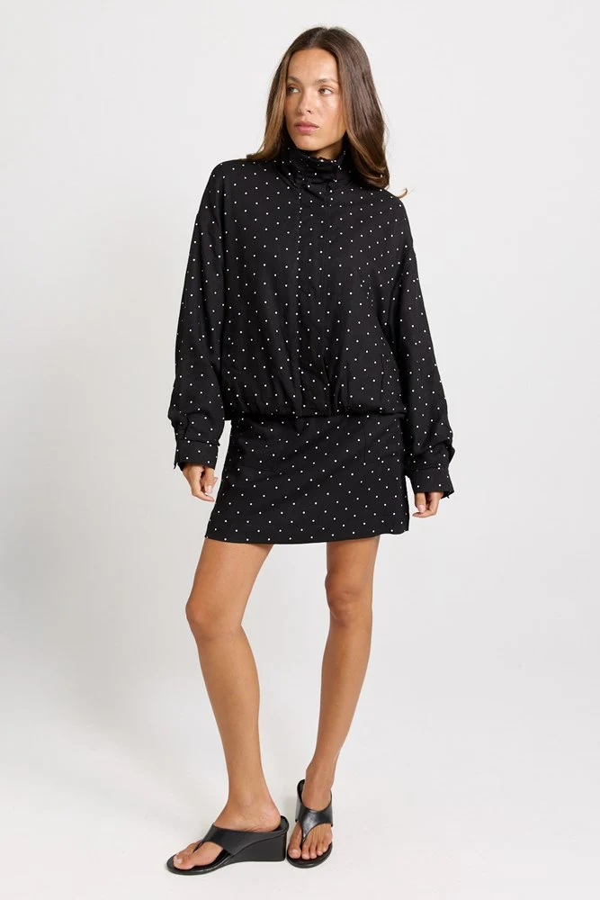 Brookie Spot Bomber Jacket - Black/White - Image 2