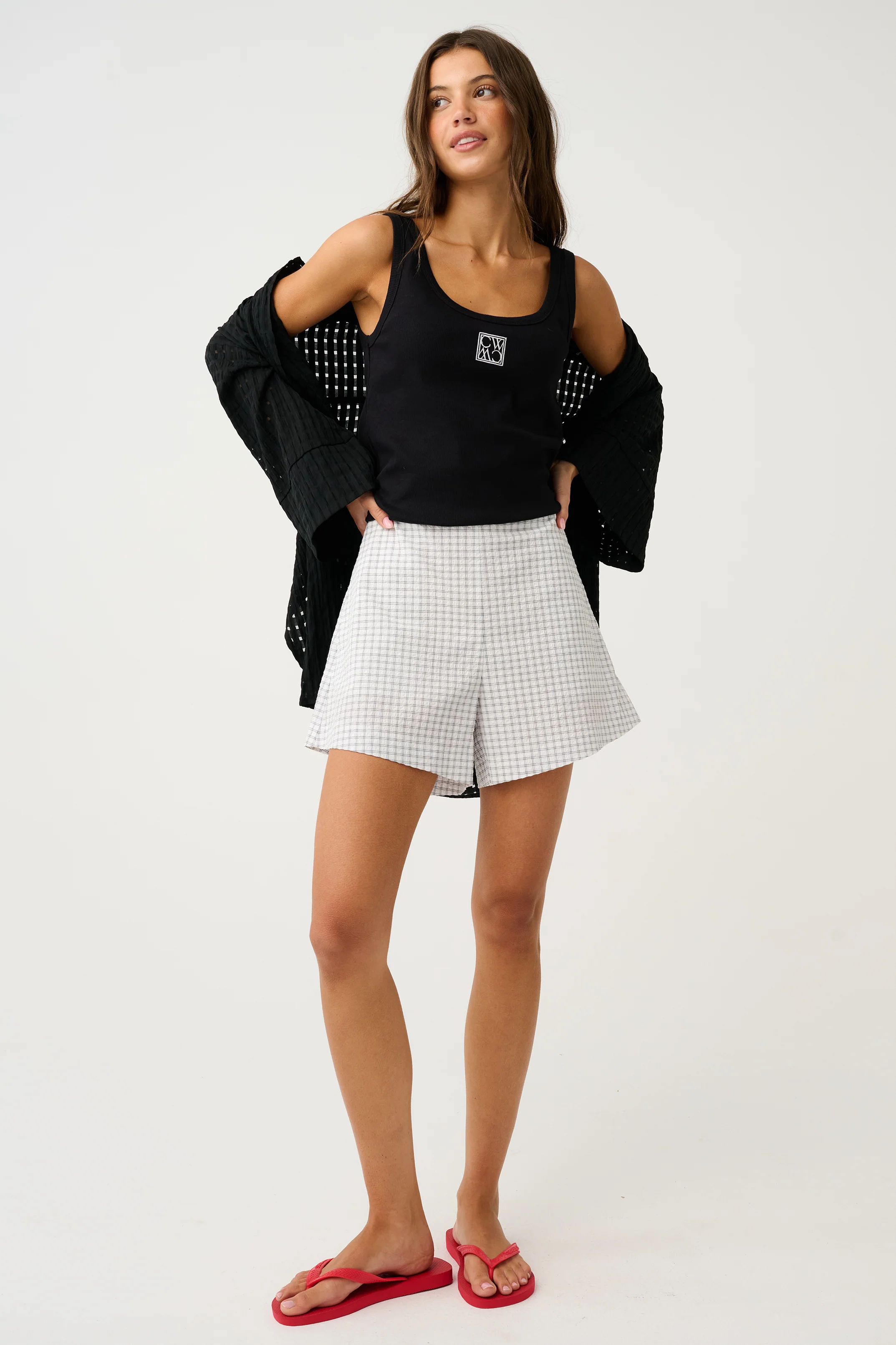 DEMI SHORT - White Check