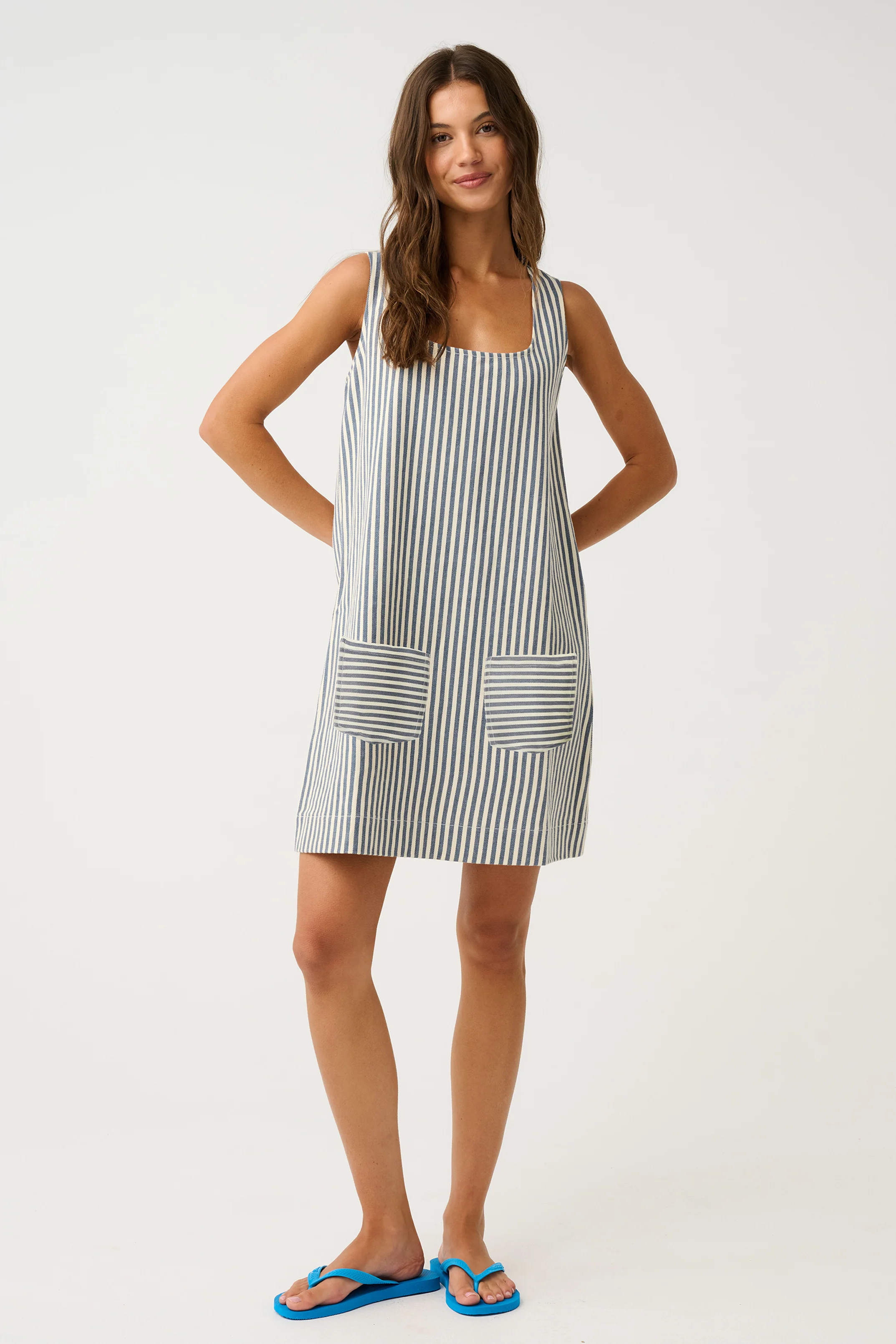NOA MINI DRESS - Stripe Denim