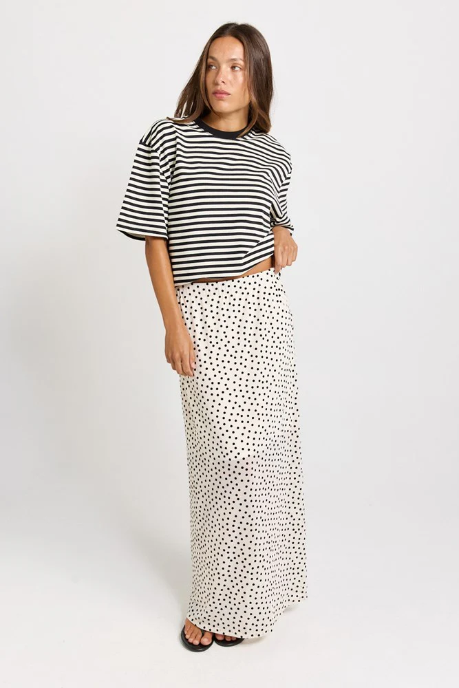 Rachel Spot Mesh Maxi Skirt - White / Black - Image 2