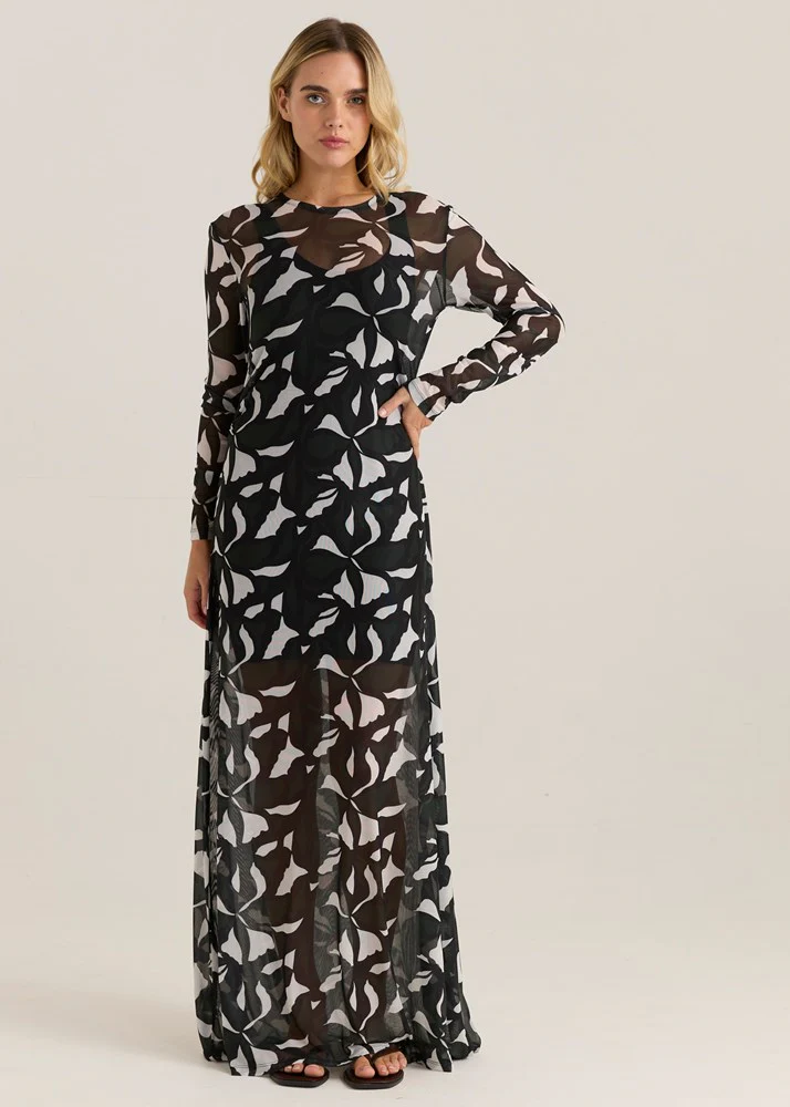 Tarni Mesh Dress - Iris Abstract Print