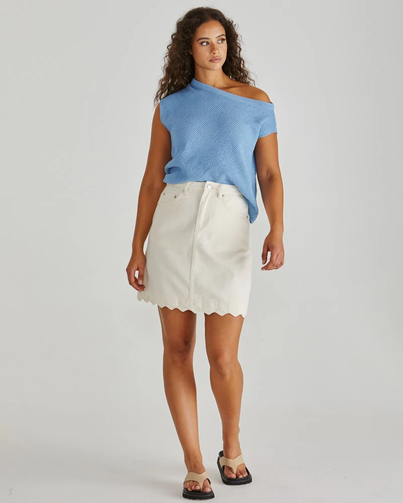 Vale Scalloped Denim Skirt - Image 2