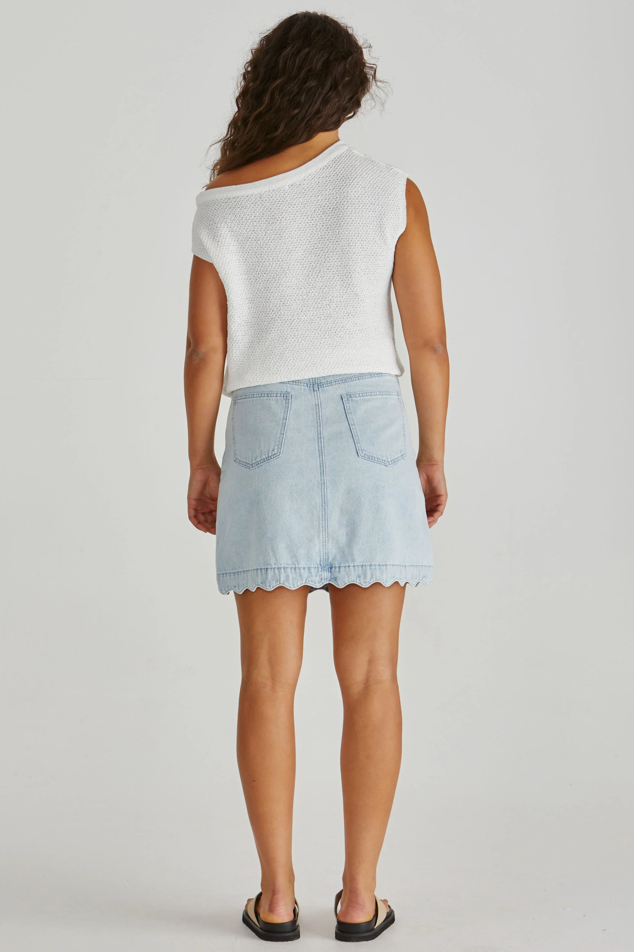VALE SCALLOPED DENIM SKIRT - Bleach - Image 5